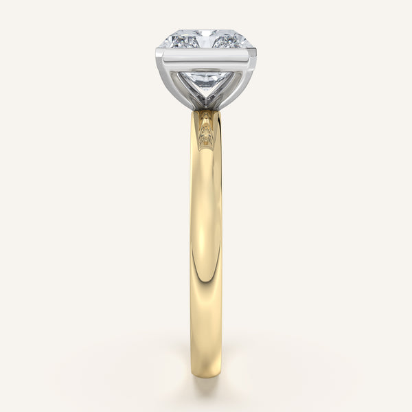 Radiant Cut East West Half Bezel Ring | 14k Two Tone Gold