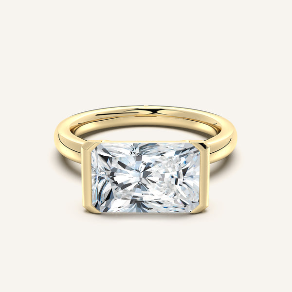 Radiant Cut East West Half Bezel Ring | 18k Yellow Gold