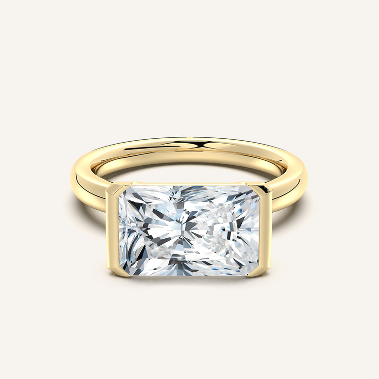 Image for Radiant Cut East West Half Bezel Ring | 18k Yellow Gold
