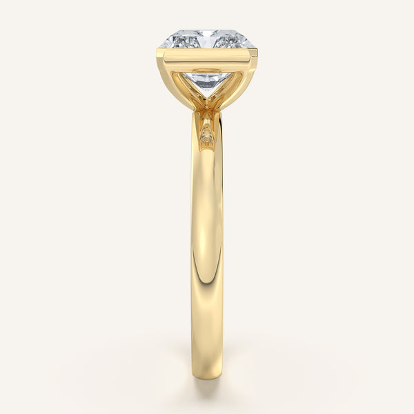 Radiant Cut East West Half Bezel Ring | 14k Yellow Gold