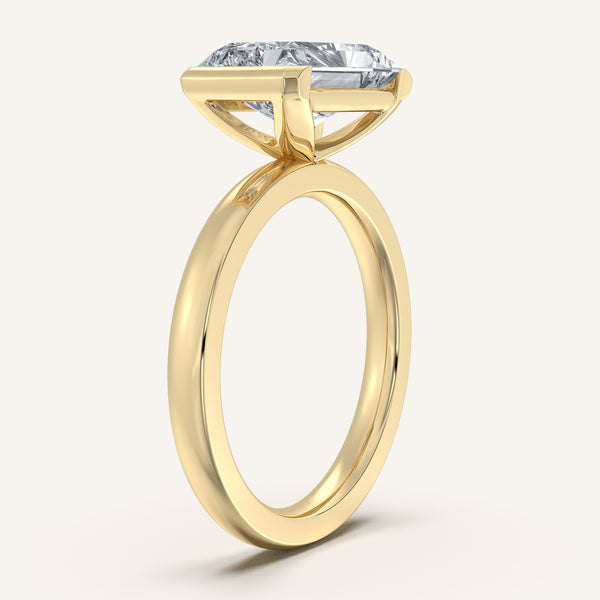 Radiant Cut East West Half Bezel Ring | 14k Yellow Gold