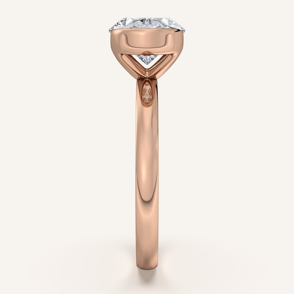 Oval East West Half Bezel Ring | 18k Rose Gold