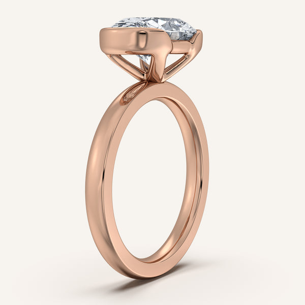 Oval East West Half Bezel Ring | 14k Rose Gold