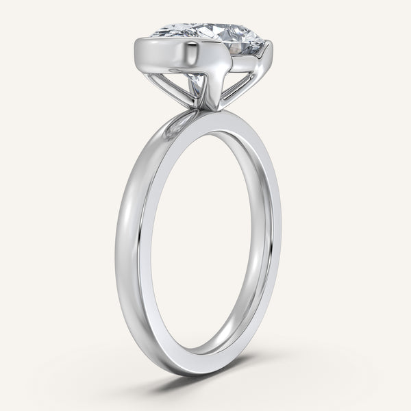 Oval East West Half Bezel Ring | 14k White Gold