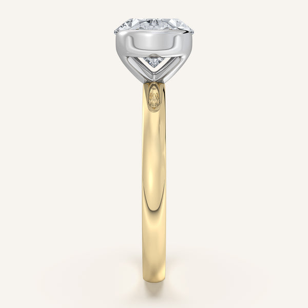 Oval East West Half Bezel Ring | 14k Two Tone Gold