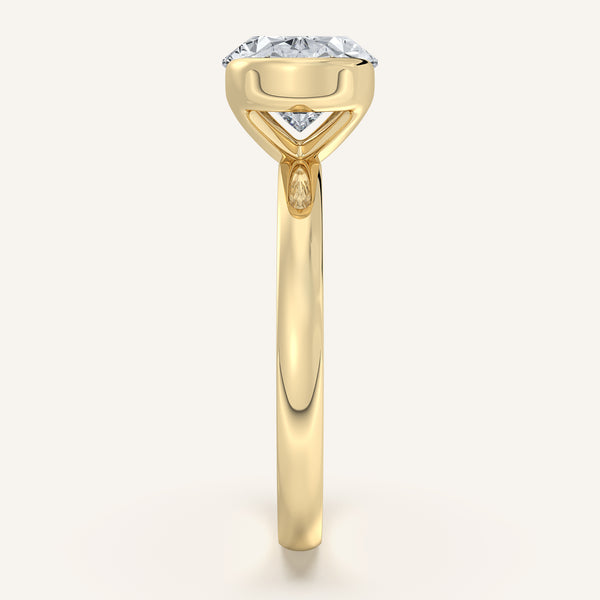 Oval East West Half Bezel Ring | 18k Yellow Gold