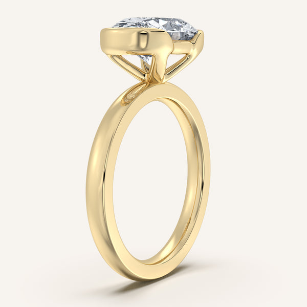 Oval East West Half Bezel Ring | 18k Yellow Gold