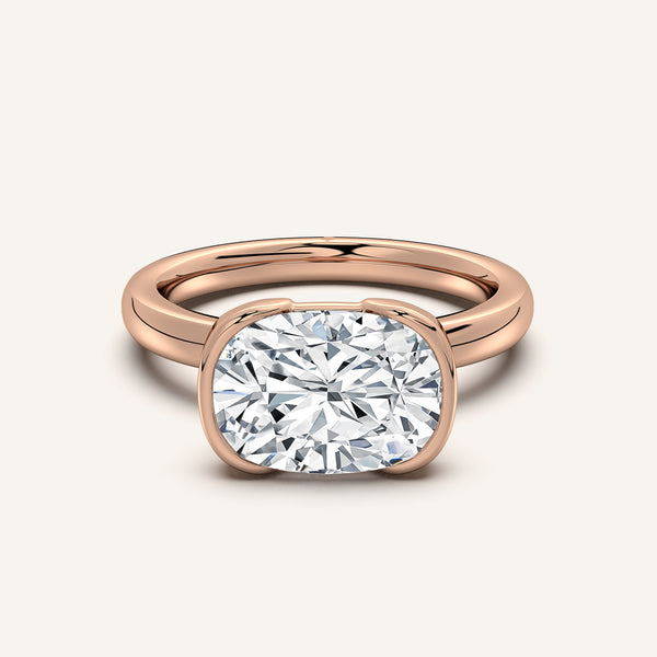 Cushion Cut East West Half Bezel Ring | 14k Rose Gold