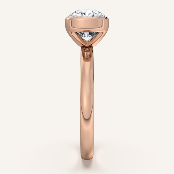 Cushion Cut East West Half Bezel Ring | 18k Rose Gold