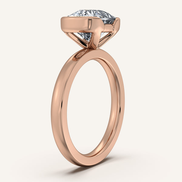 Cushion Cut East West Half Bezel Ring | 18k Rose Gold