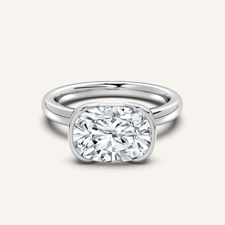 Image for Cushion Cut East West Half Bezel Ring | 14k White Gold