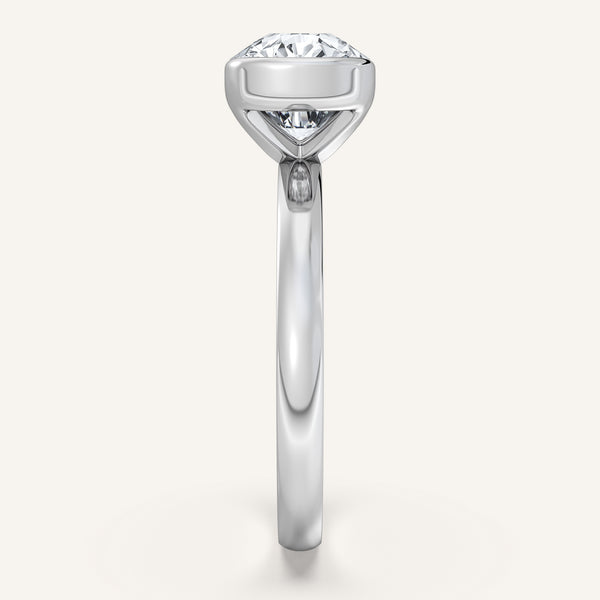 Cushion Cut East West Half Bezel Ring | Platinum