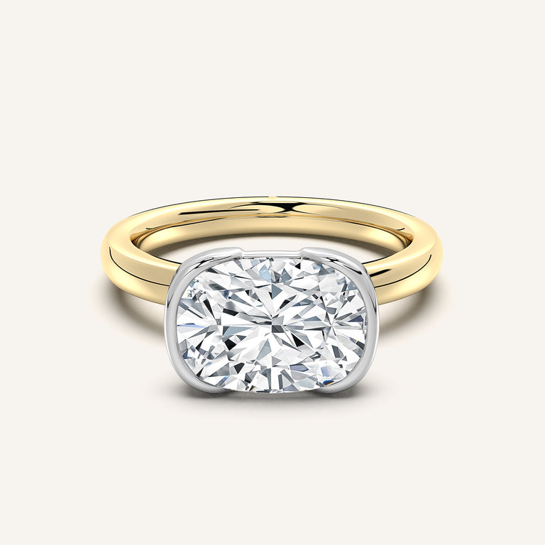 Image for Cushion Cut East West Half Bezel Ring | 18k Two Tone Gold