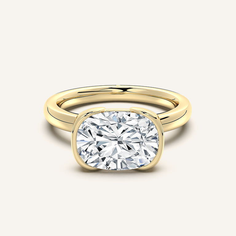 Image for Cushion Cut East West Half Bezel Ring | 18k Yellow Gold