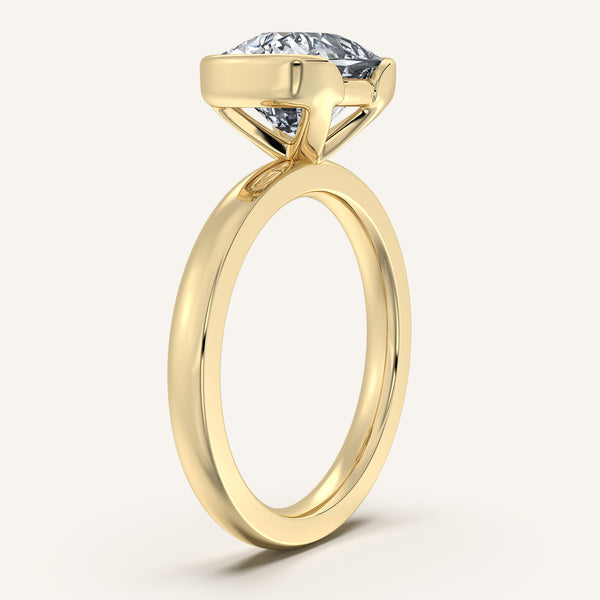 Cushion Cut East West Half Bezel Ring | 18k Yellow Gold
