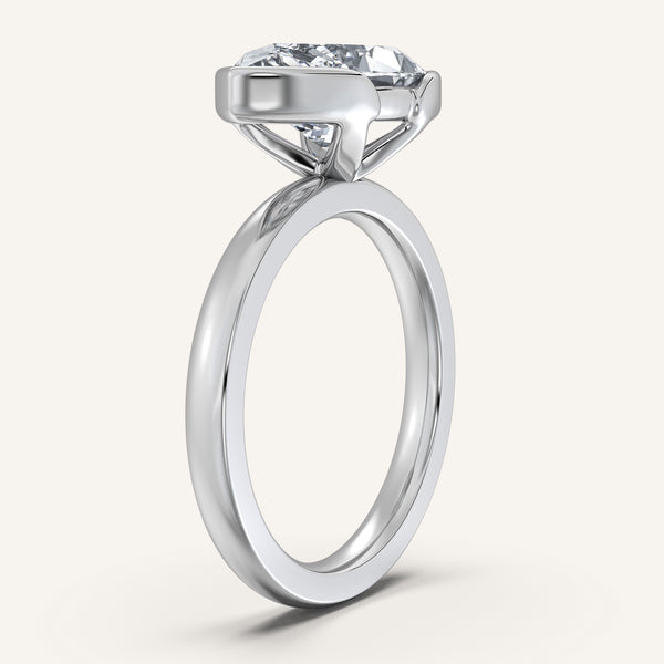 Marquise East West Half Bezel Ring | 18k White Gold