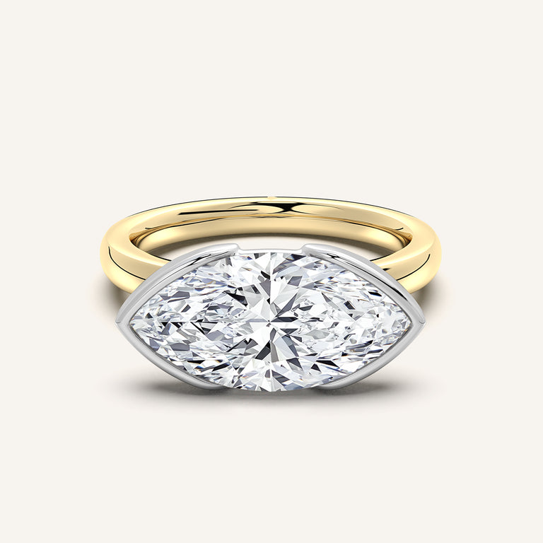 Image for Marquise East West Half Bezel Ring | 18k Two Tone Gold
