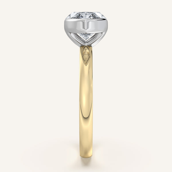 Marquise East West Half Bezel Ring | 14k Two Tone Gold