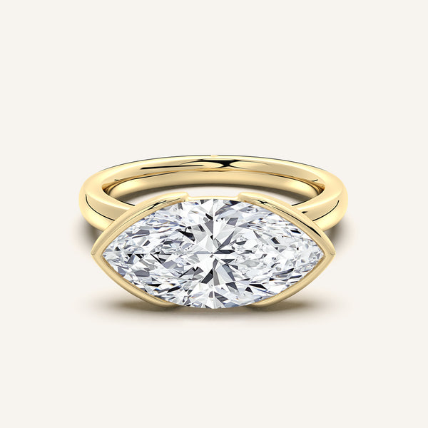 Marquise East West Half Bezel Ring | 14k Yellow Gold