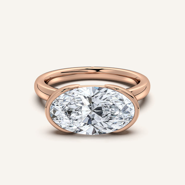 Moval East West Half Bezel Ring | 14k Rose Gold