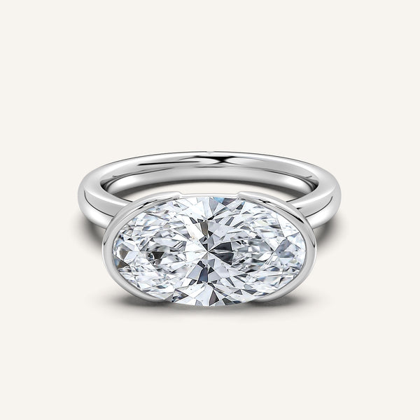 Moval East West Half Bezel Ring | 14k White Gold