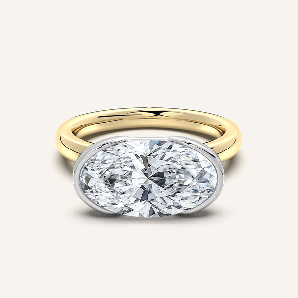 Moval East West Half Bezel Ring | 18k Two Tone Gold