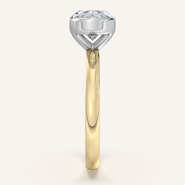 Moval East West Half Bezel Ring | 14k Two Tone Gold