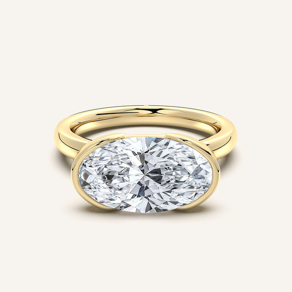 Moval East West Half Bezel Ring | 18k Yellow Gold