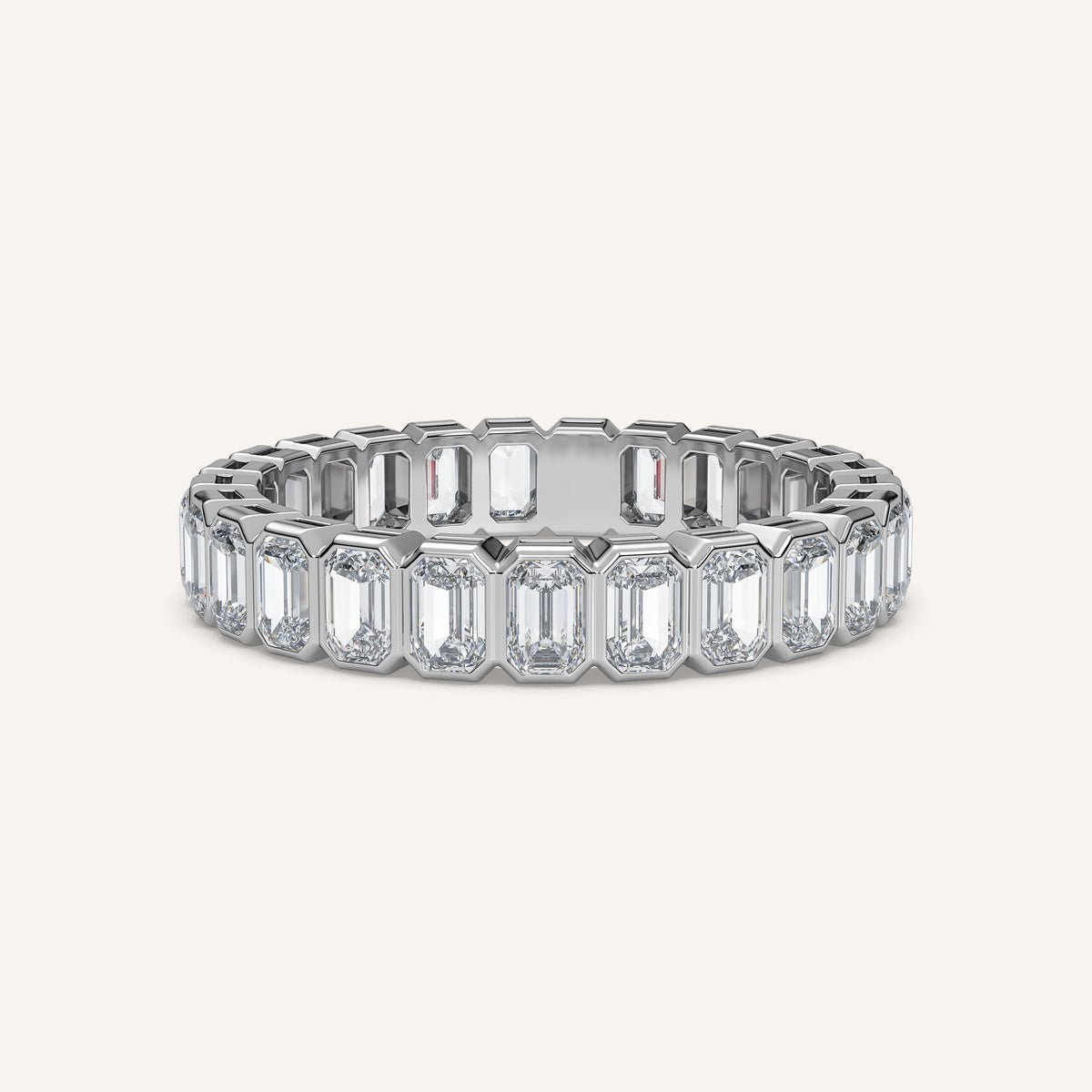 Emerald-Cut Bezel Eternity Band — 2 CTW in 14k White Gold (view 1)