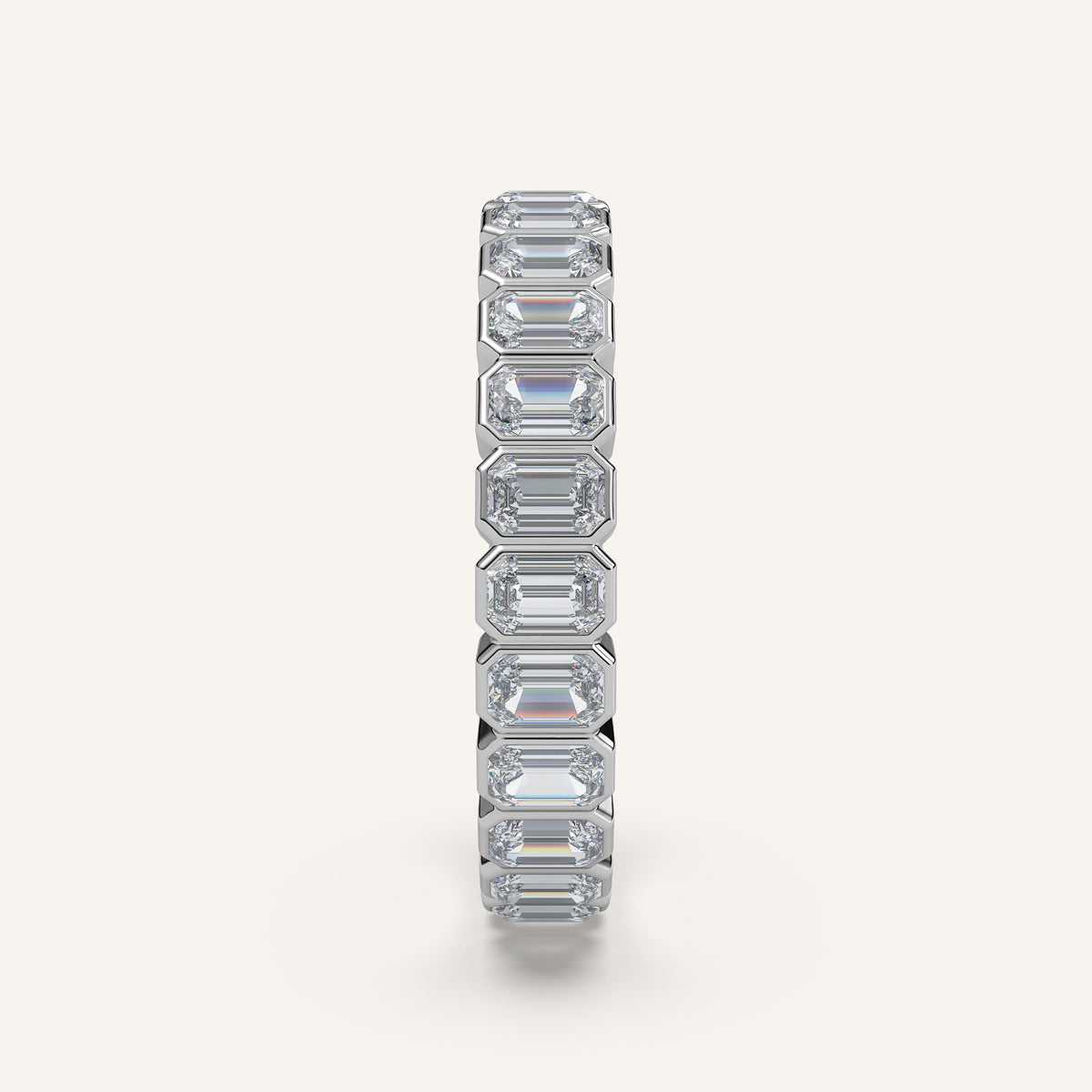 Emerald-Cut Bezel Eternity Band — 2 CTW in 14k White Gold (view 3)