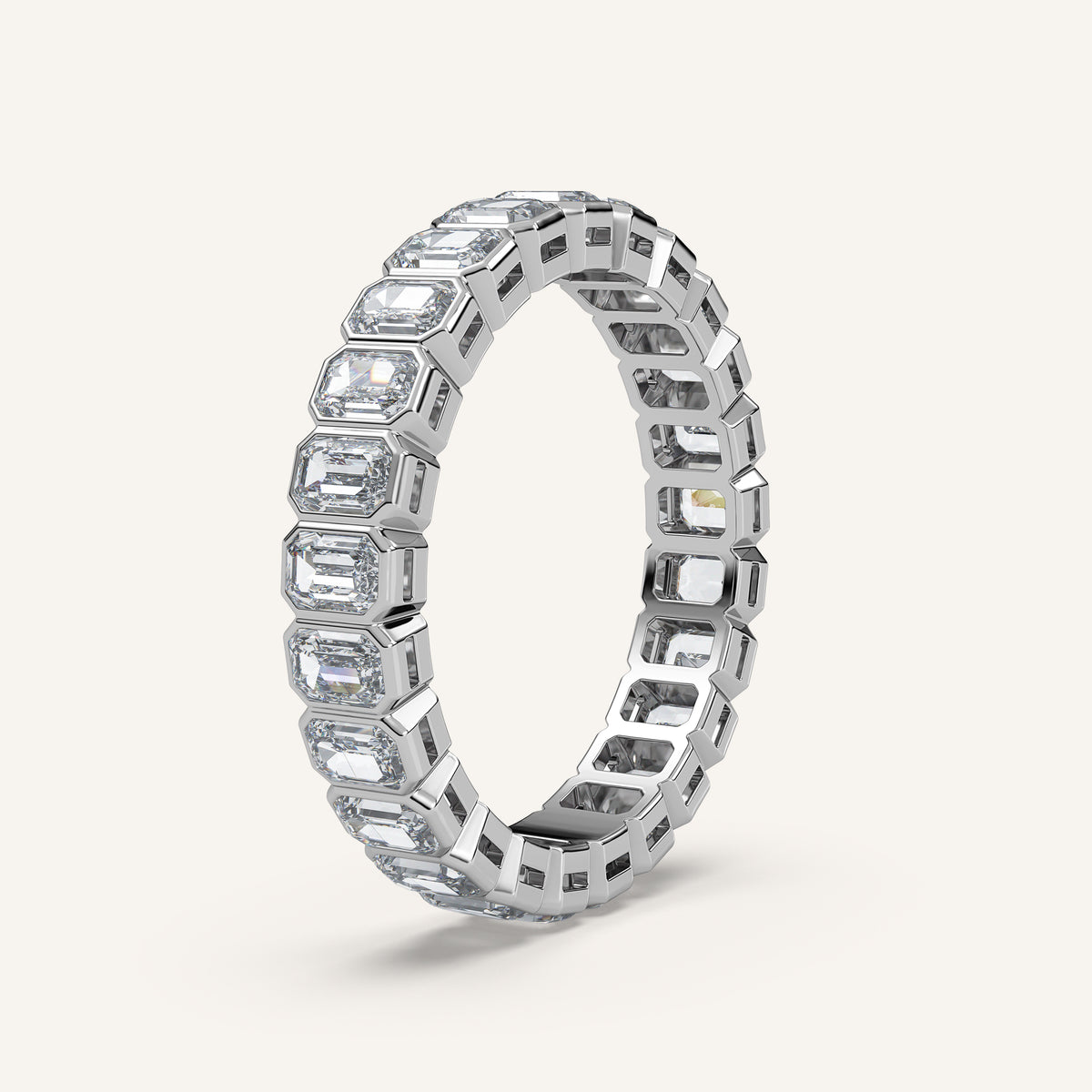 Emerald-Cut Bezel Eternity Band — 2 CTW in 14k White Gold (view 2)