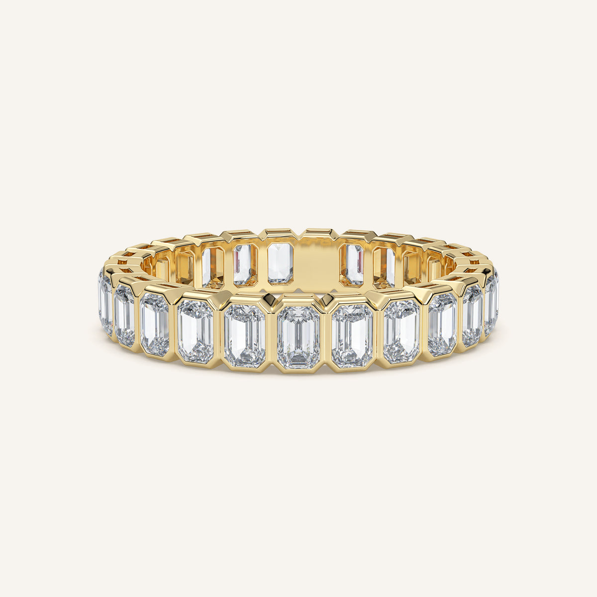 Emerald-Cut Bezel Eternity Band — 2 CTW in 14k Yellow Gold (view 1)