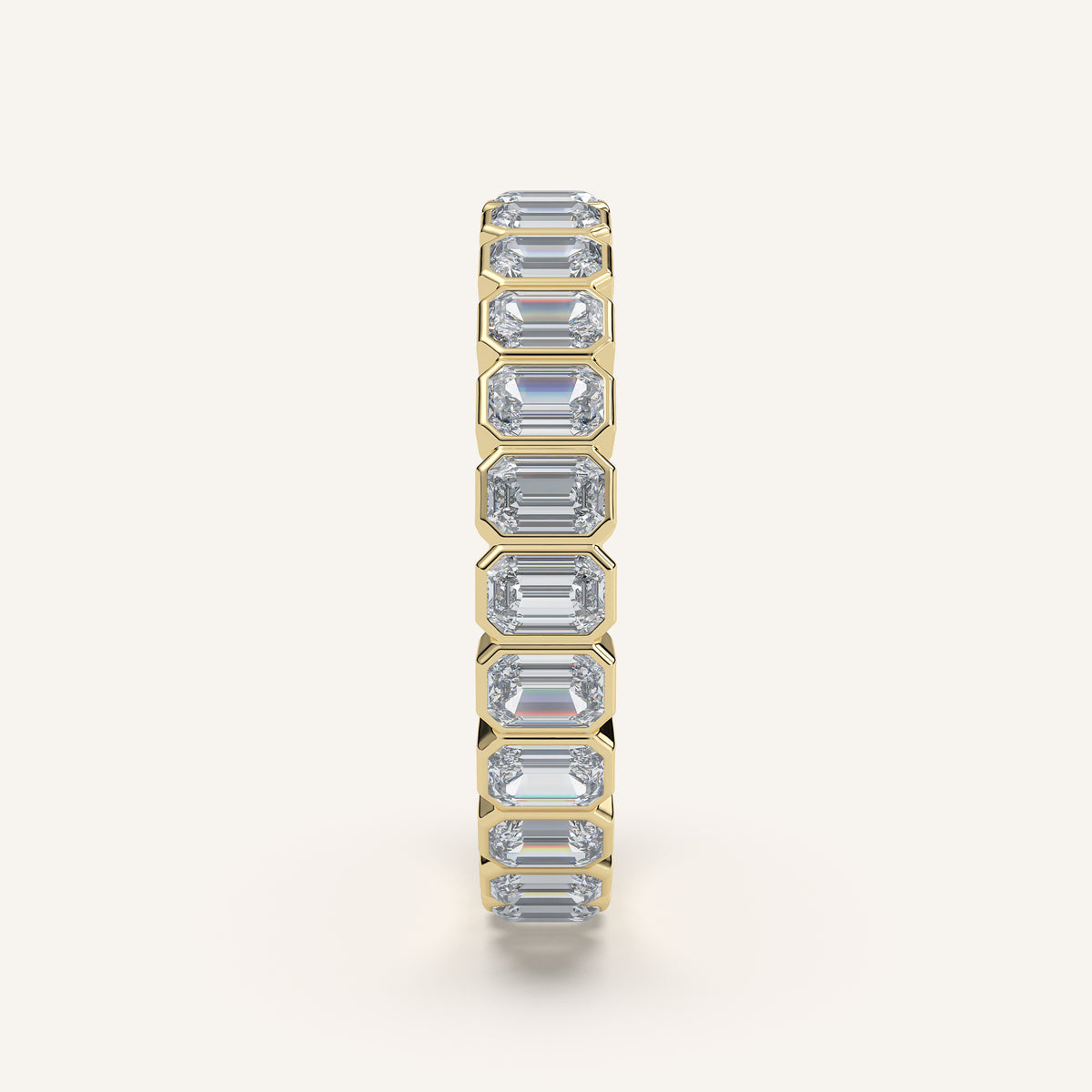 Emerald-Cut Bezel Eternity Band — 2 CTW in 14k Yellow Gold (view 3)