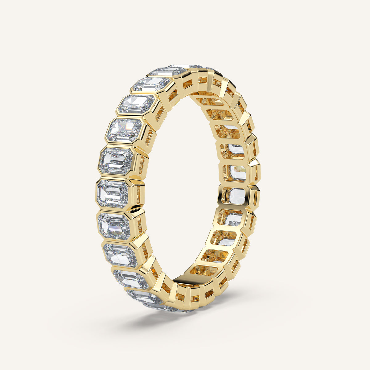 Emerald-Cut Bezel Eternity Band — 2 CTW in 14k Yellow Gold (view 2)
