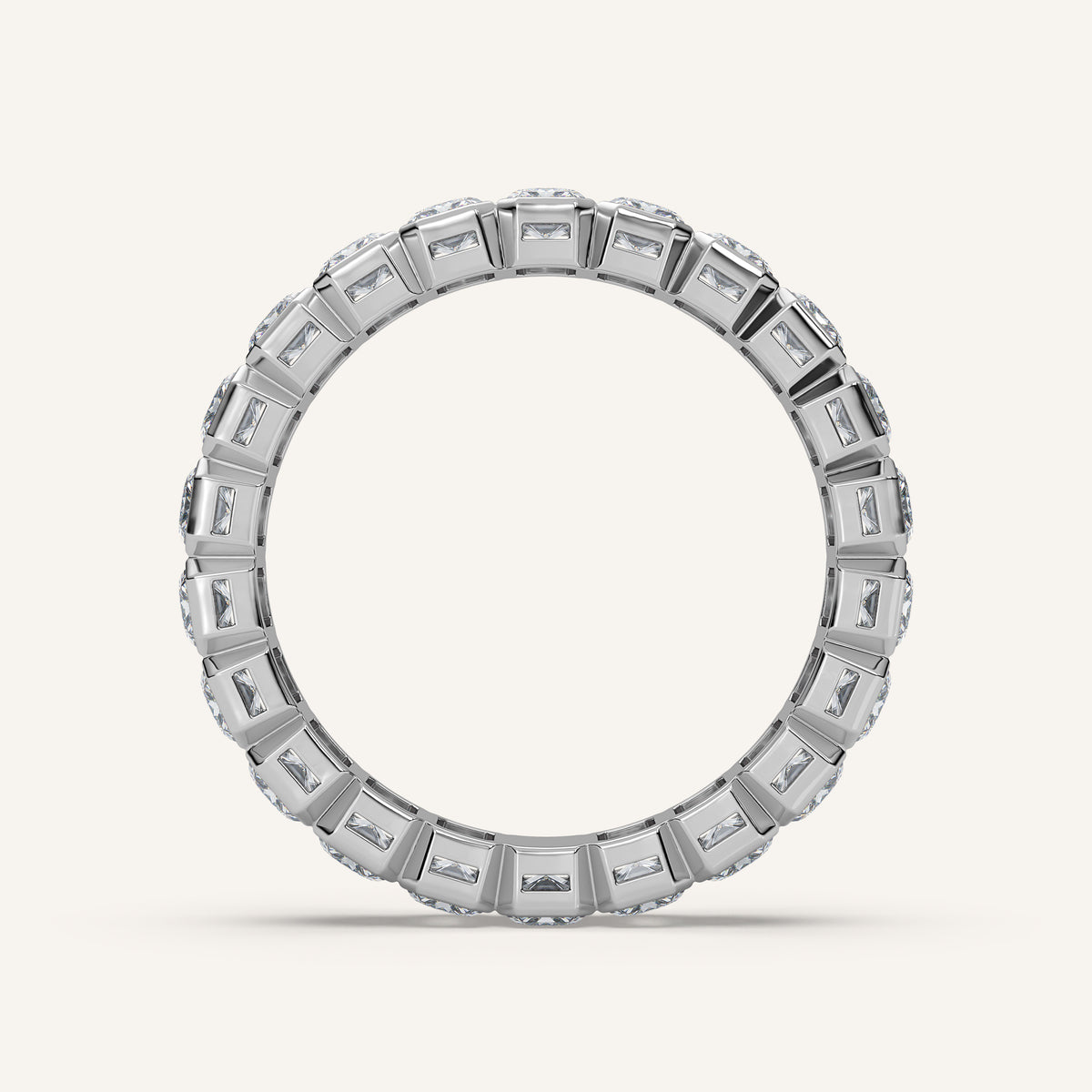Emerald-Cut Bezel Eternity Band — 3 CTW in 14k White Gold (view 4)