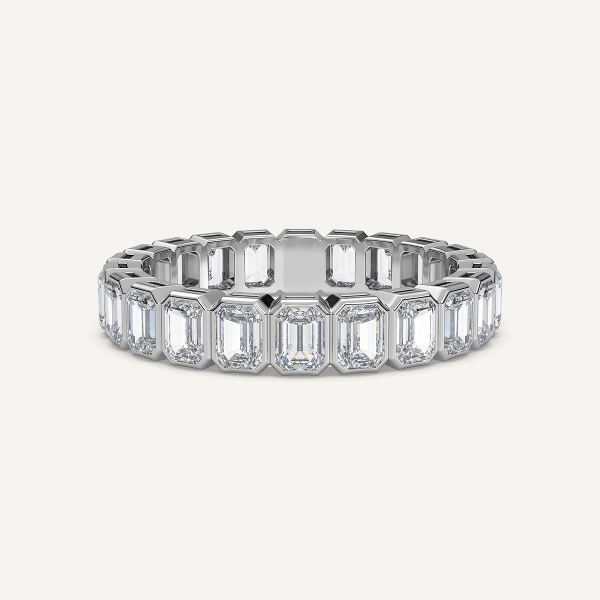 Emerald-Cut Bezel Eternity Band — 3 CTW in 14k White Gold (view 1)