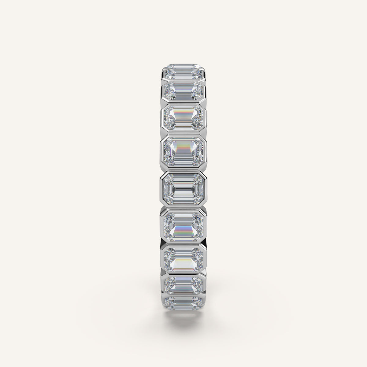 Emerald-Cut Bezel Eternity Band — 3 CTW in 14k White Gold (view 3)