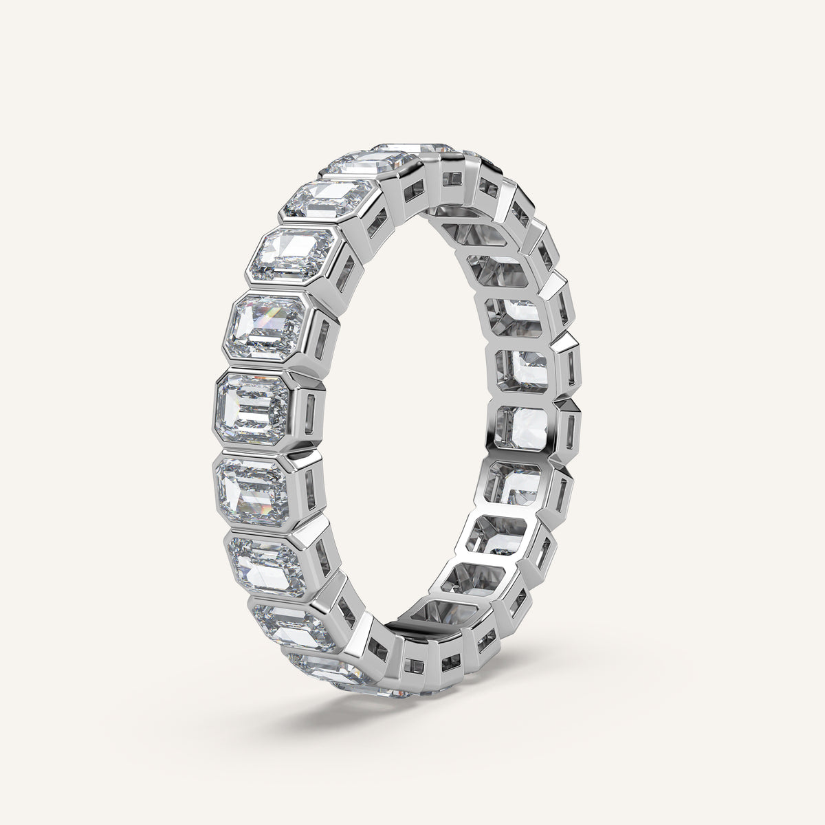 Emerald-Cut Bezel Eternity Band — 3 CTW in 14k White Gold (view 2)