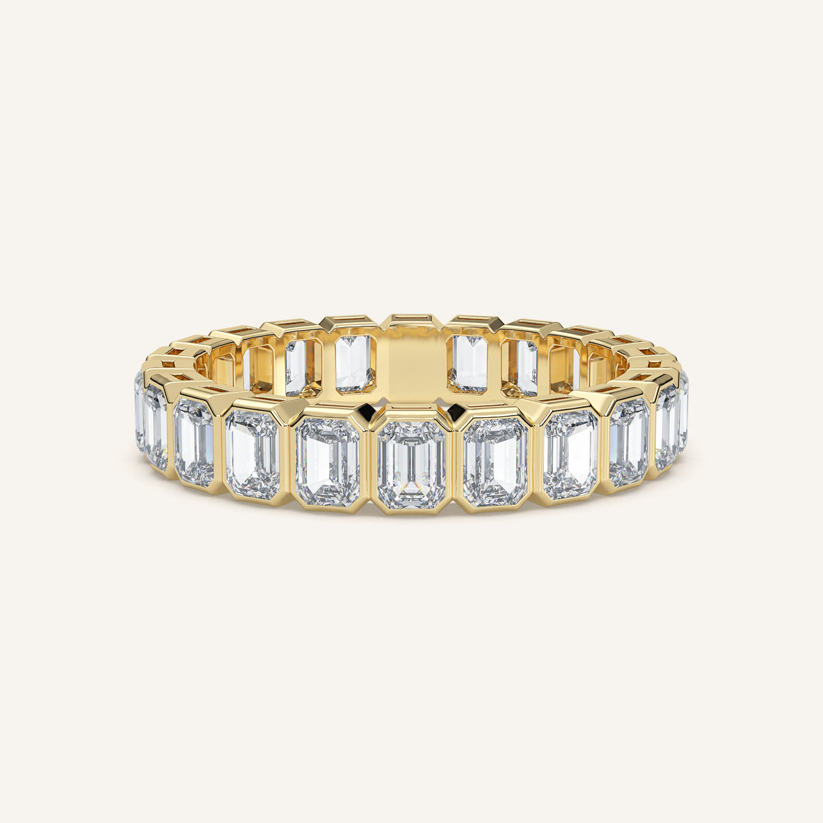Emerald-Cut Bezel Eternity Band — 3 CTW in 14k Yellow Gold (view 1)