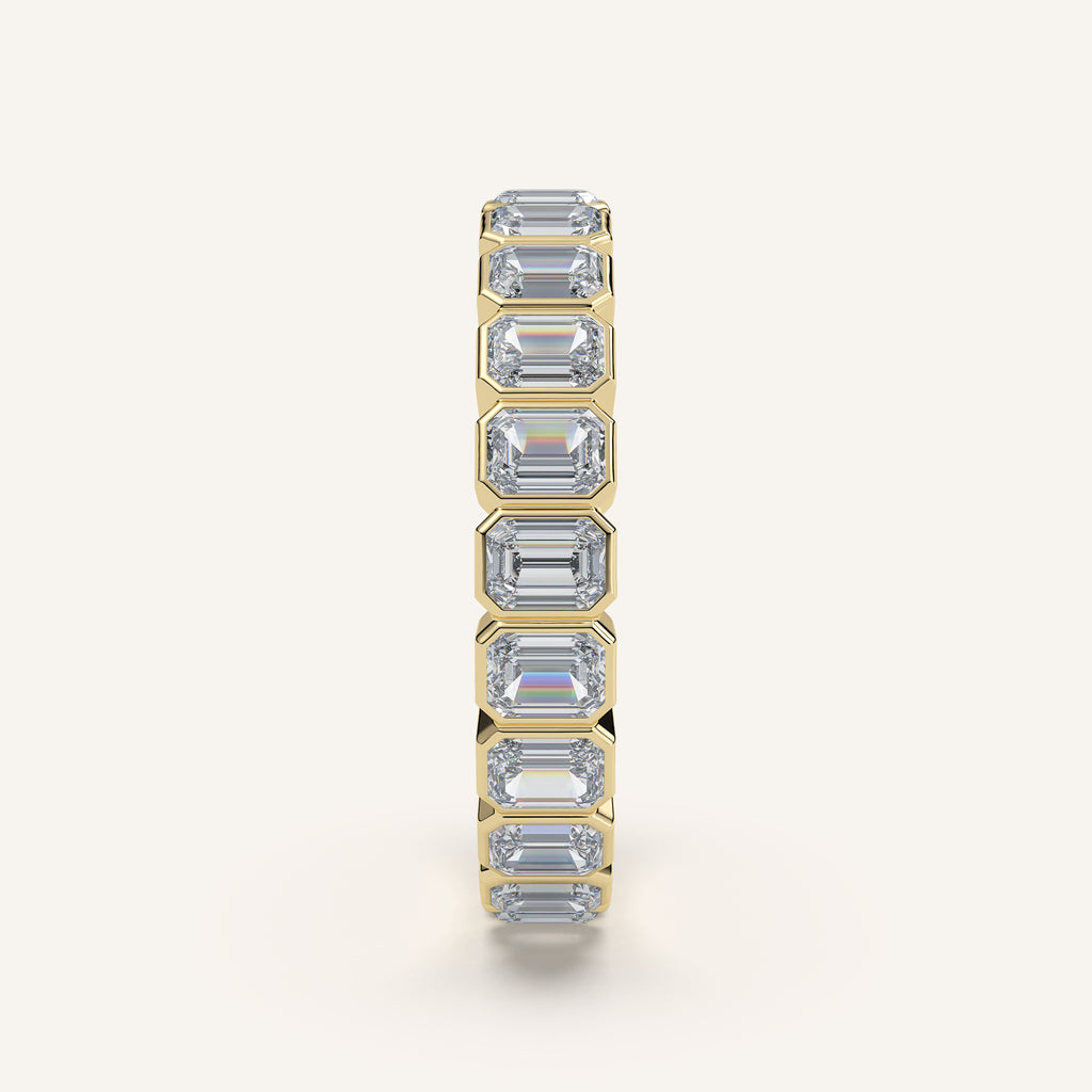 Emerald-Cut Bezel Eternity Band — 3 CTW in 14k Yellow Gold (view 3)
