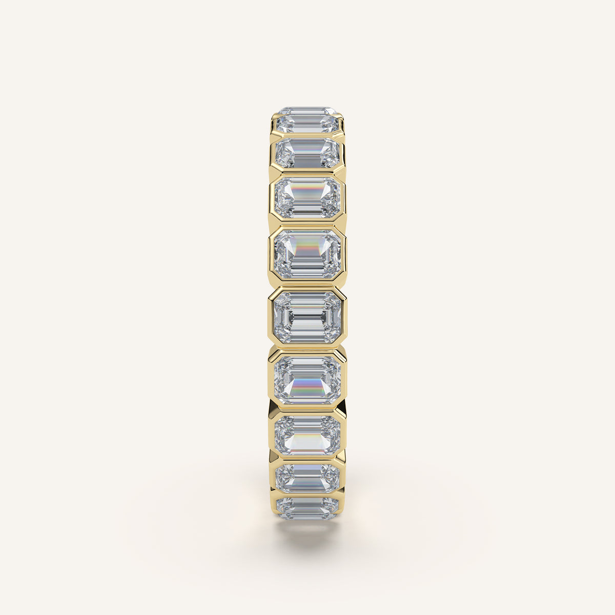 Emerald-Cut Bezel Eternity Band — 3 CTW in 14k Yellow Gold (view 3)