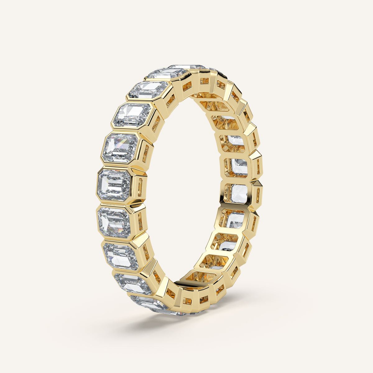 Emerald-Cut Bezel Eternity Band — 3 CTW in 14k Yellow Gold (view 2)