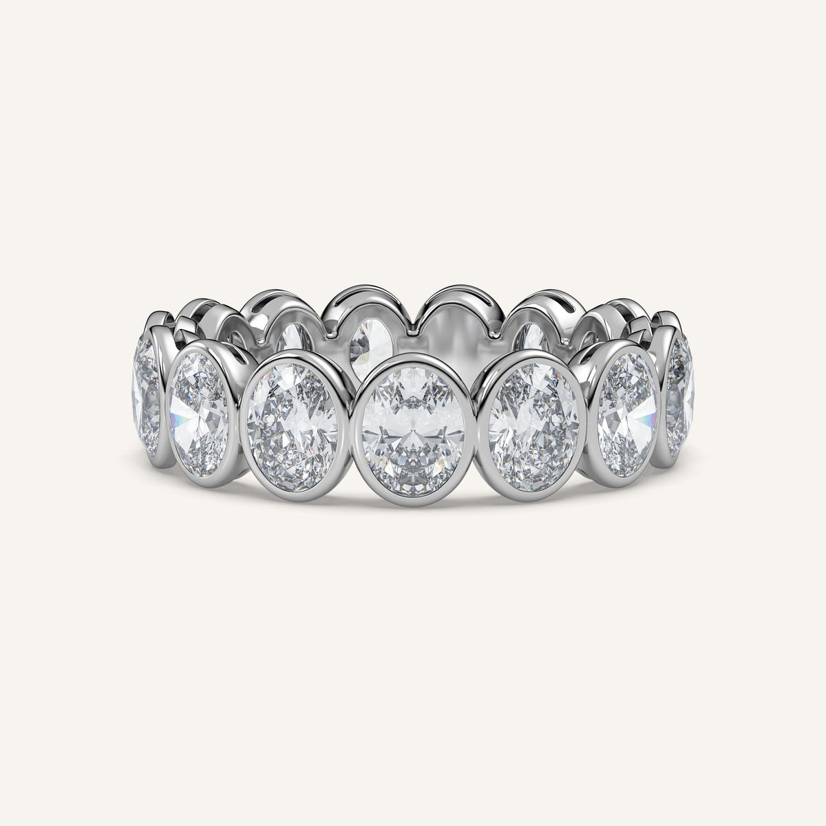 Oval Bezel Eternity Band — 3 CTW in 14k White Gold (view 1)