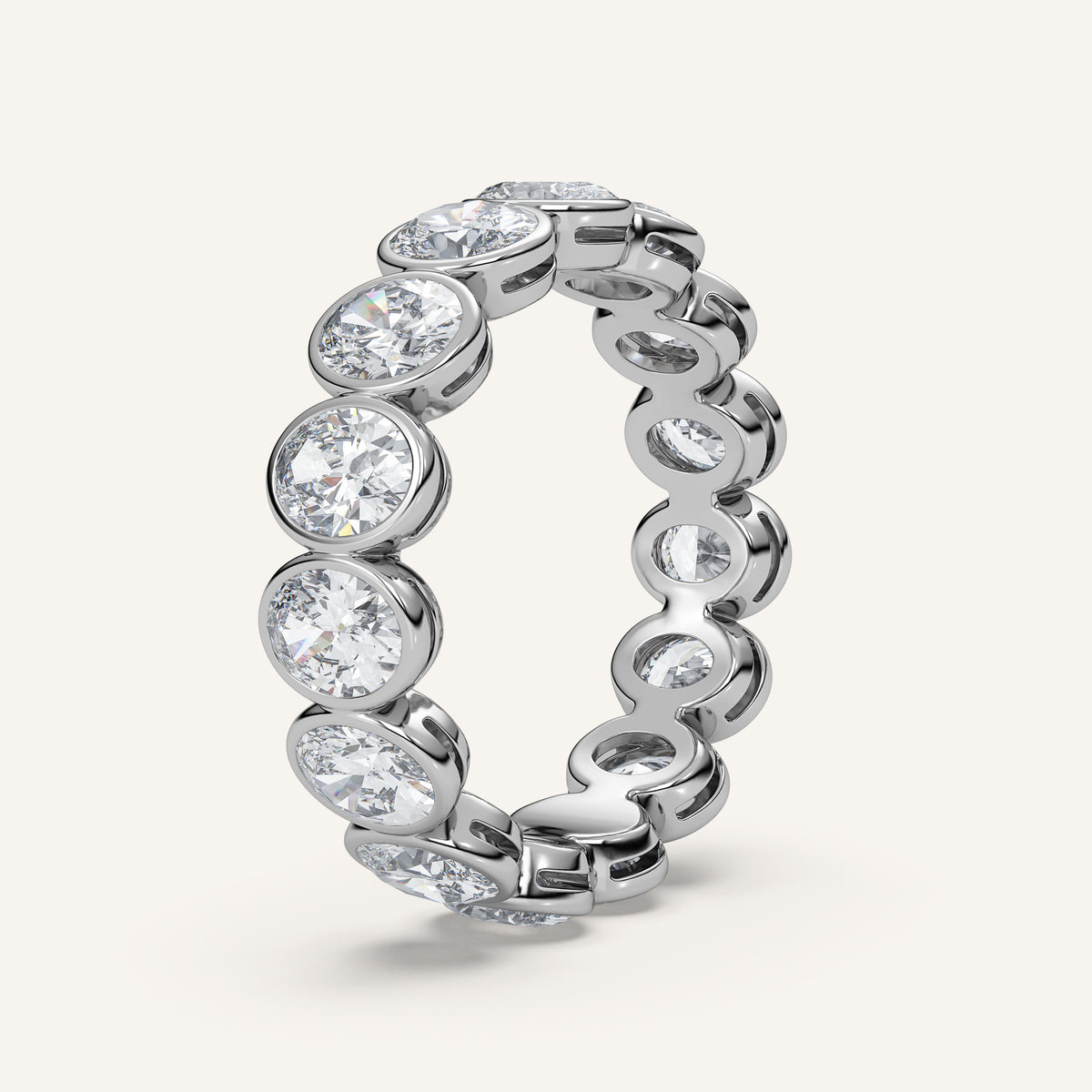 Oval Bezel Eternity Band — 3 CTW in 14k White Gold (view 2)