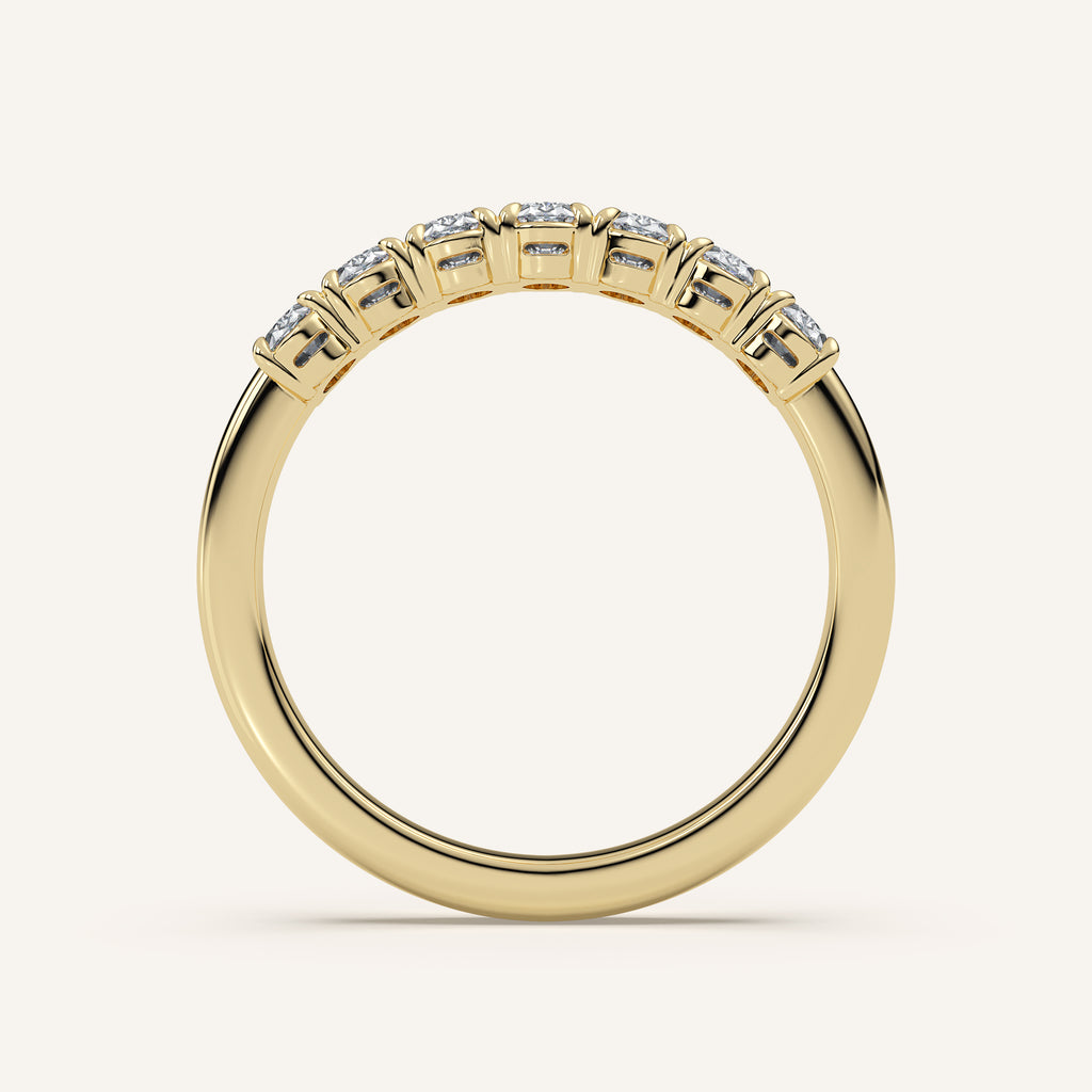 Claw-Prong Oval Half Eternity Band — 1 CTW in 14k Yellow Gold (view 4)