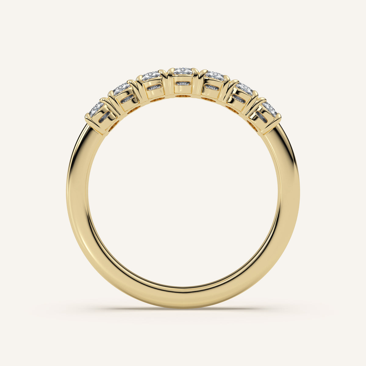 Claw-Prong Oval Half Eternity Band — 1 CTW in 14k Yellow Gold (view 4)