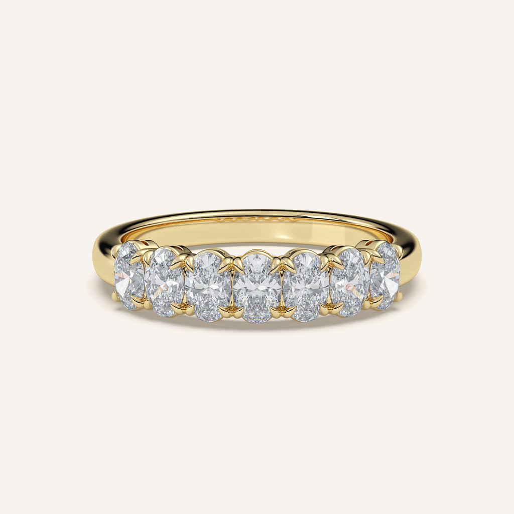 Claw-Prong Oval Half Eternity Band — 1 CTW in 14k Yellow Gold (view 1)