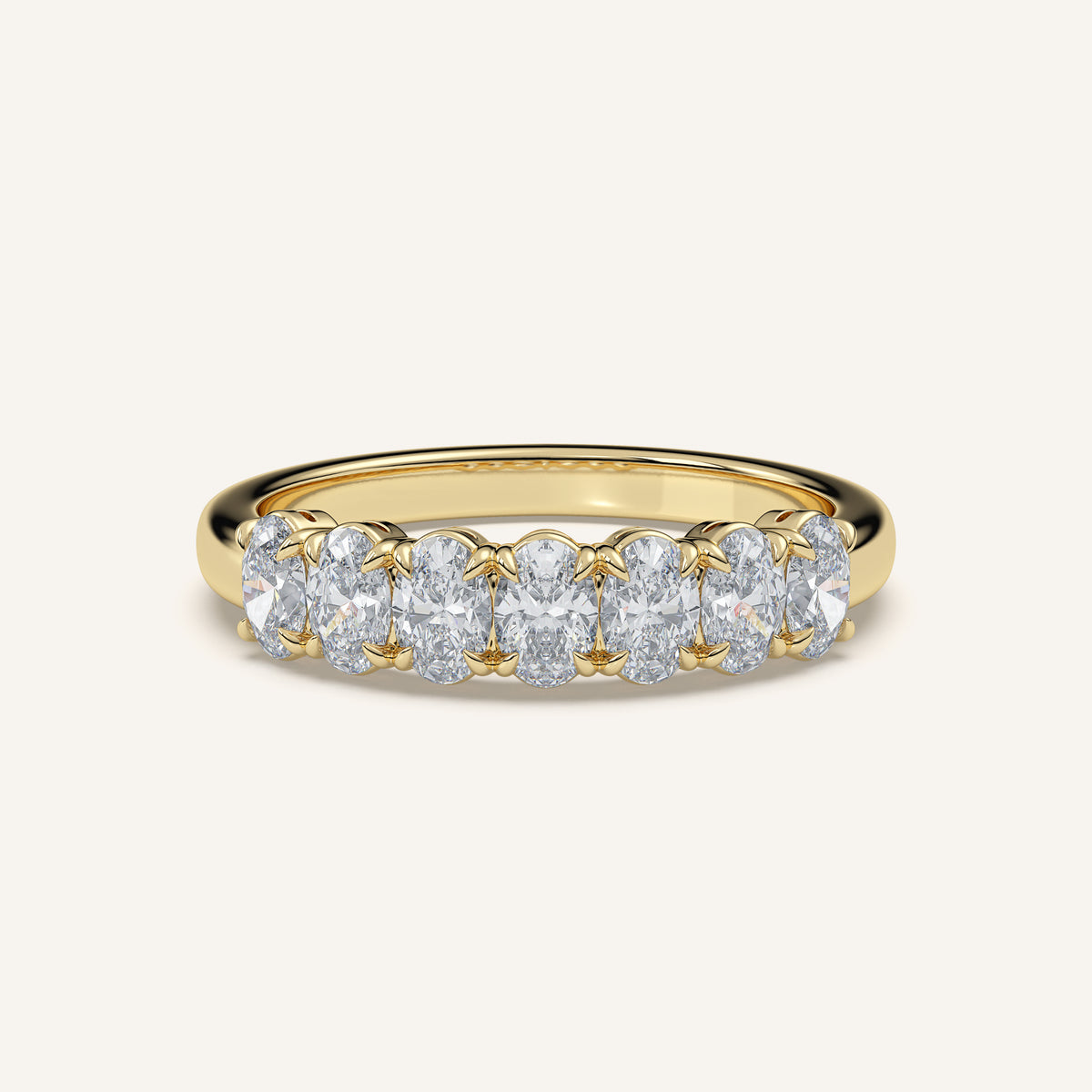 Claw-Prong Oval Half Eternity Band — 1 CTW in 14k Yellow Gold (view 1)