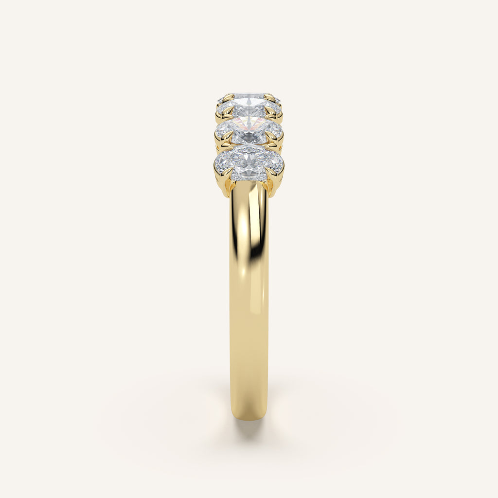 Claw-Prong Oval Half Eternity Band — 1 CTW in 14k Yellow Gold (view 3)