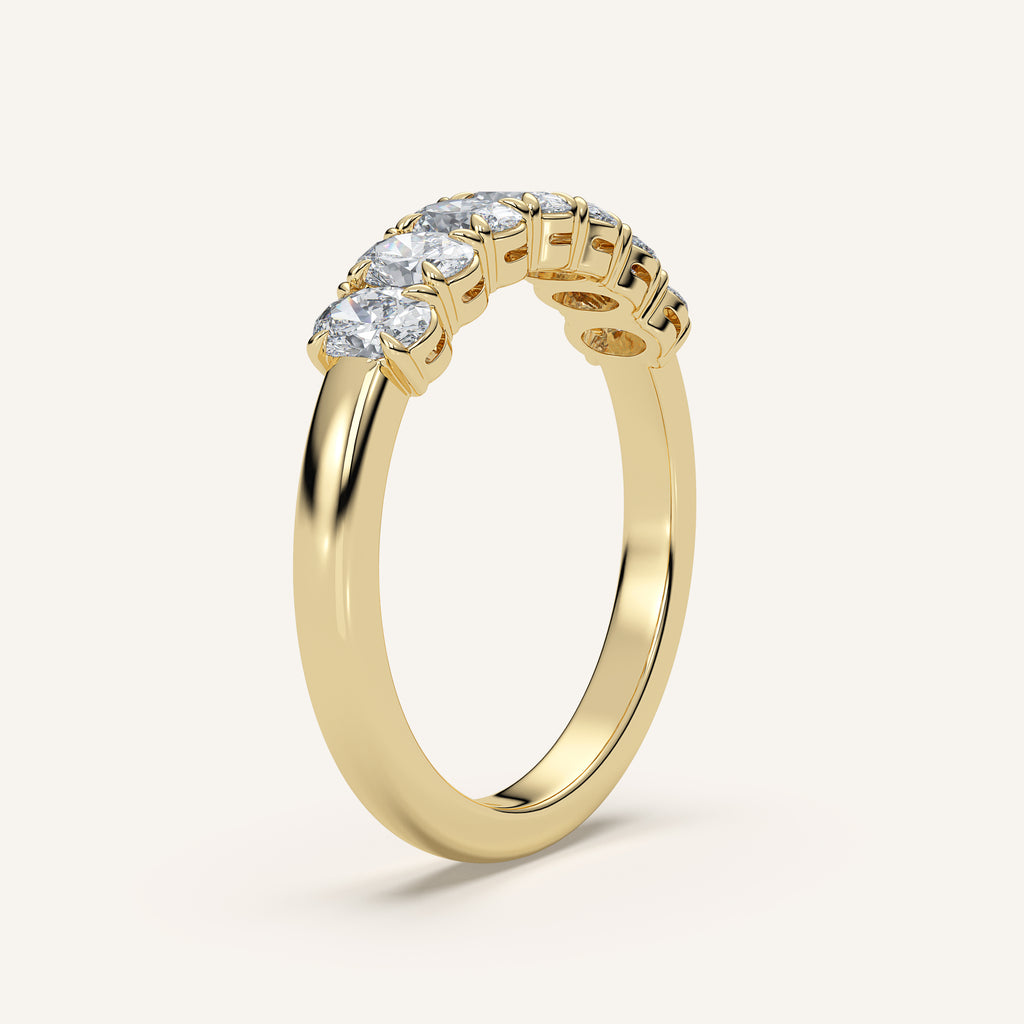 Claw-Prong Oval Half Eternity Band — 1 CTW in 14k Yellow Gold (view 2)